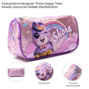 CARTUCHERA TRIANGULAR THINK HAPPY TEEN KAWAII 20x10x6,5 CM SKORA