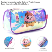 CARTUCHERA RECTANGULAR THINK HAPPY TEEN KAWAII 20x10x6,5 CM SKORA