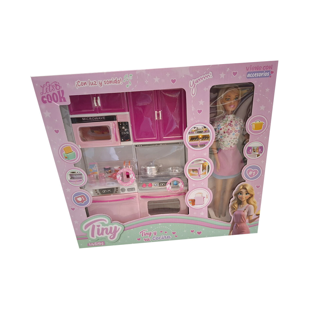 MU�ECA TINY Y SU COCINA CON LUZ Y SONIDO 39X35X8CM