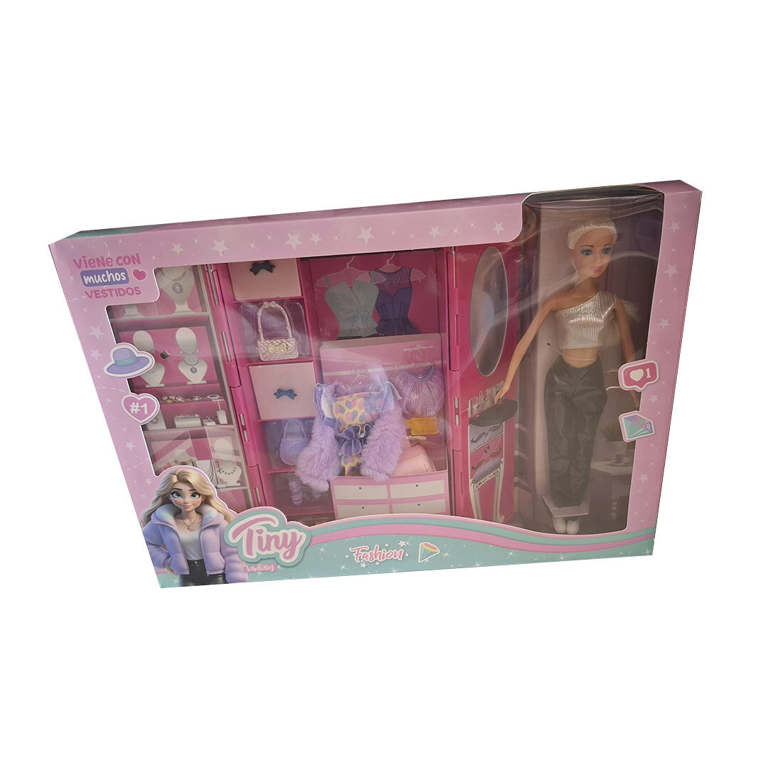 MU�ECA TINY FASHION CON VESTIDOR 46X32X8CM