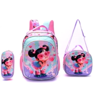 SET X3 EN CAJA, MOCHILA CON LUNCHERA Y CARTUCHERA ESCOLAR THINK HAPPY NENAS COOL 16 PULG
