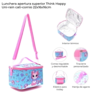 LUNCHERA APERTURA SUPERIOR THINK HAPPY UNI-RAIN CATI-CORNIO 22X16X16CM