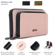 BILLETERA LURIL CON BOLSILLO FRONTAL Y LLAVERO SKORA ROSA