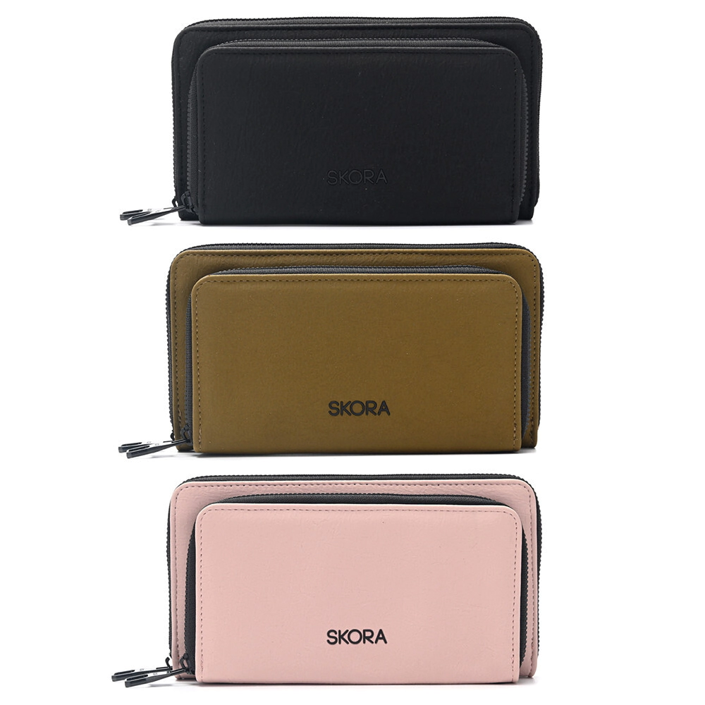 BILLETERA LURIL CON BOLSILLO FRONTAL Y LLAVERO SKORA NEGRO