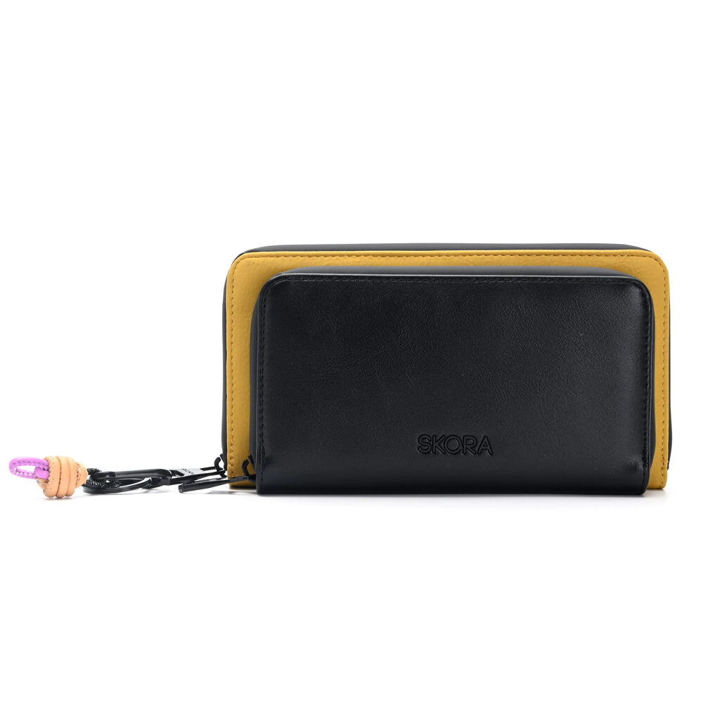 BILLETERA LURIL CON BOLSILLO FRONTAL Y LLAVERO SKORA NEGRO