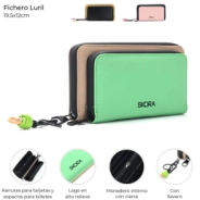 BILLETERA LURIL CON BOLSILLO FRONTAL Y LLAVERO SKORA ROSA