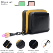 BILLETERA LURIL CON BOLSILLO FRONTAL Y LLAVERO SKORA ROSA