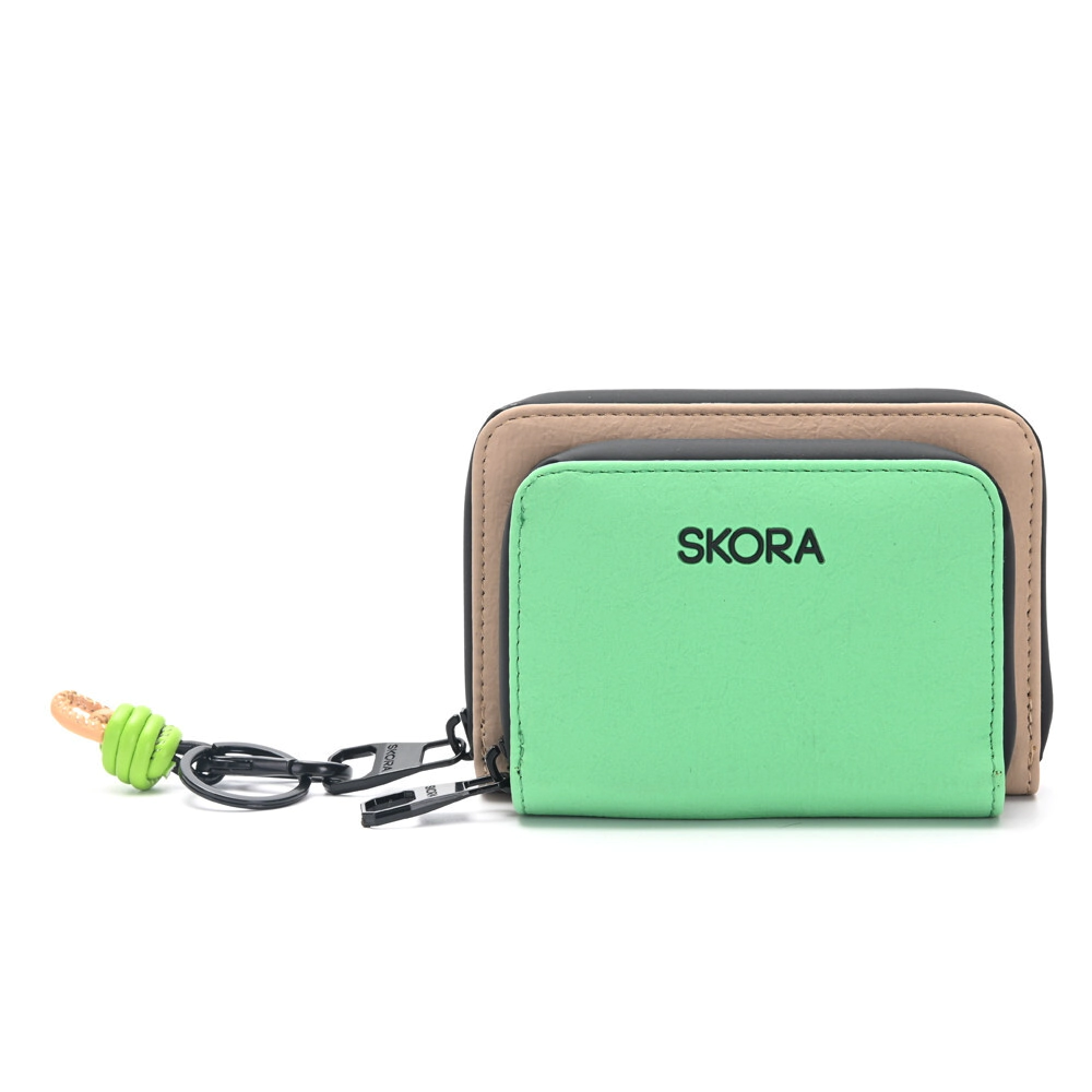 BILLETERA LURIL CON BOLSILLO FRONTAL Y LLAVERO SKORA VERDE