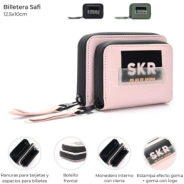 BILLETERA SAFI CON BOLSILLO FRONTAL SKORA ROSA