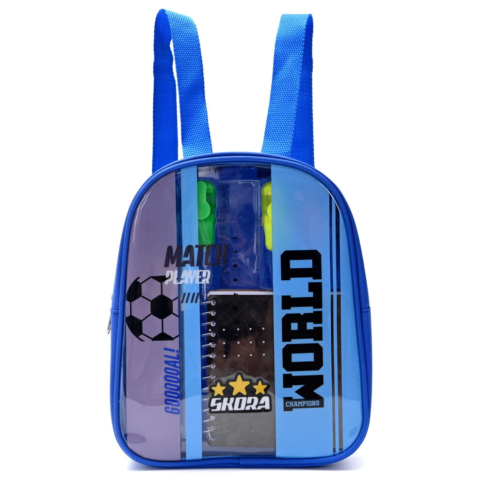 MOCHILA CON SET LIBRERIA INCLUYE CUADERNO SKORA FUTBOL