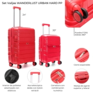 SET VALIJAS WANDERLUST URBAN HARD PP ROJO 20