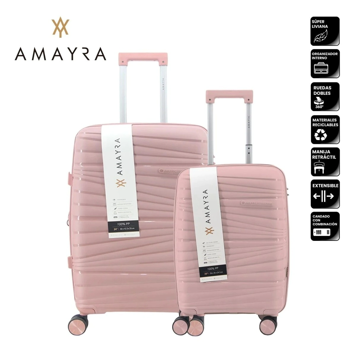 SET DE VALIJAS 20" 24" PP NUDE AMAYRA