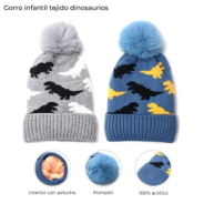 GORRO INFANTIL TEJIDO DINOSAURIOS SKORA