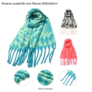 RUANA DISE&Ntilde;O GEOMETRICO CON FLECOS 200x40CM SKORA