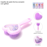 CEPILLO DE PELO FORMA CORAZON CON GLITTER SKORA