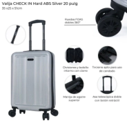 VALIJA CARRY ON CHECK IN HARD ABS GRIS OSCURO 20" SIN EXP