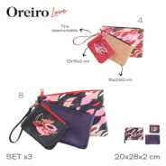 SET X3 PORTACOSMETICO OREIRO LOVE NEGRO