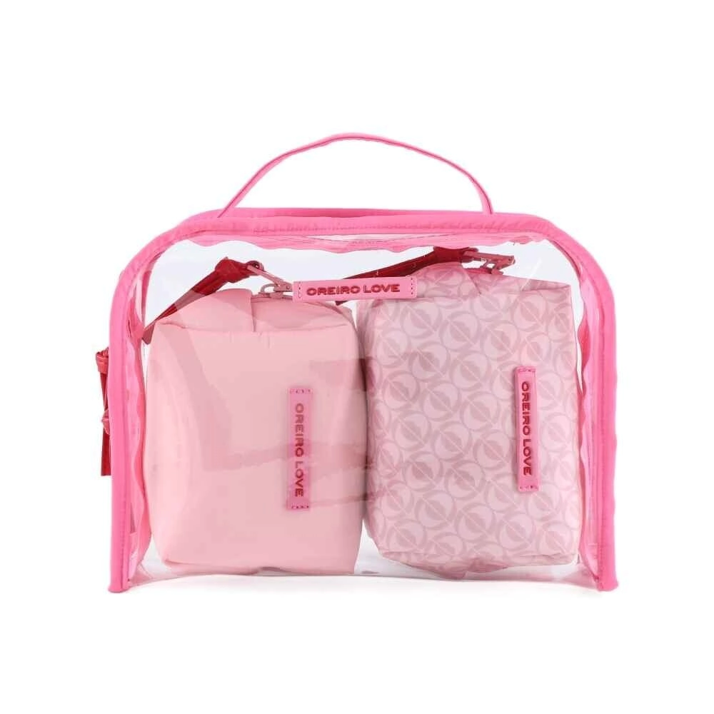 SET X3 PORTACOSMETICO OREIRO LOVE ROSA