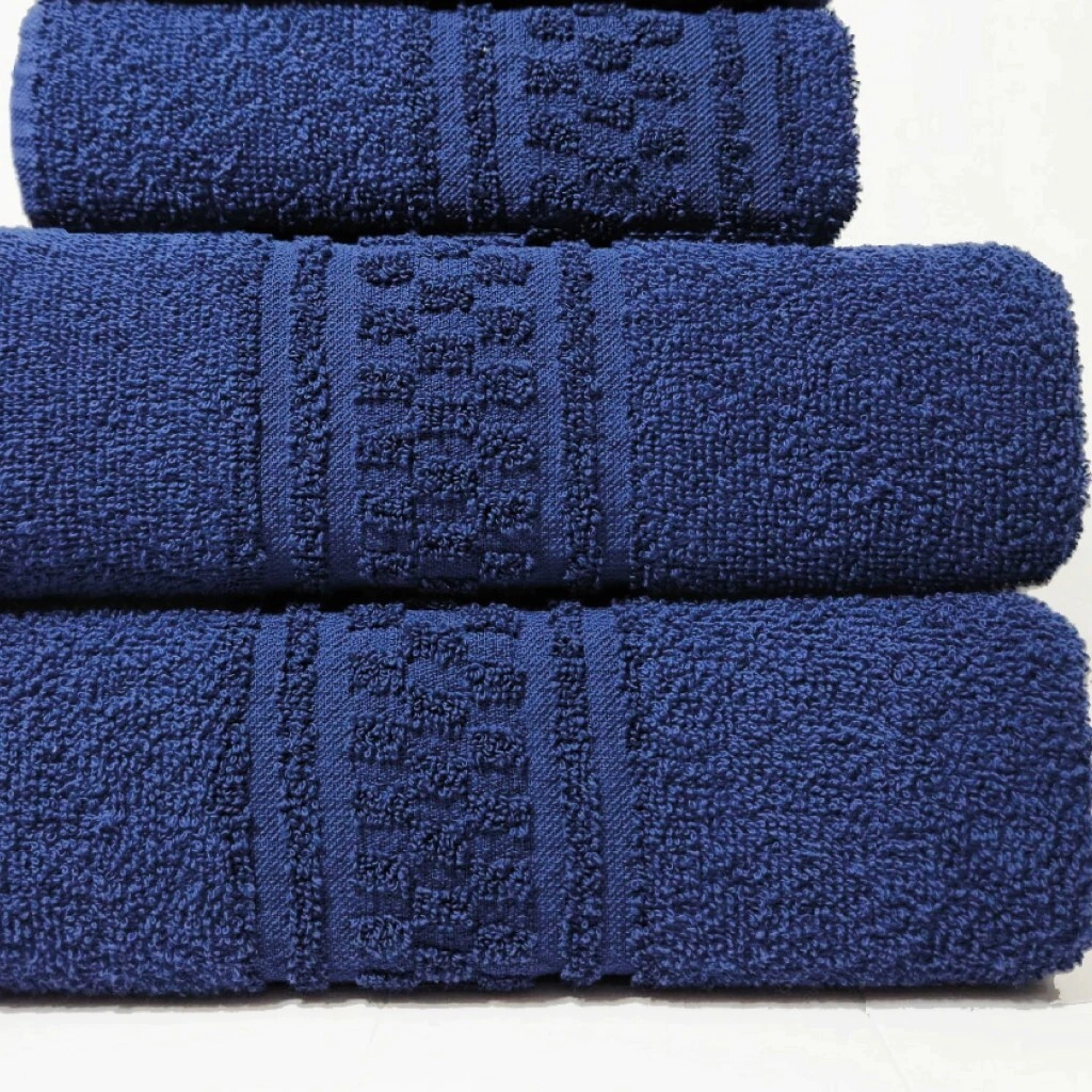 SET TOALLA Y TOALLON 400 GR CUAD AZUL ALCOYANA