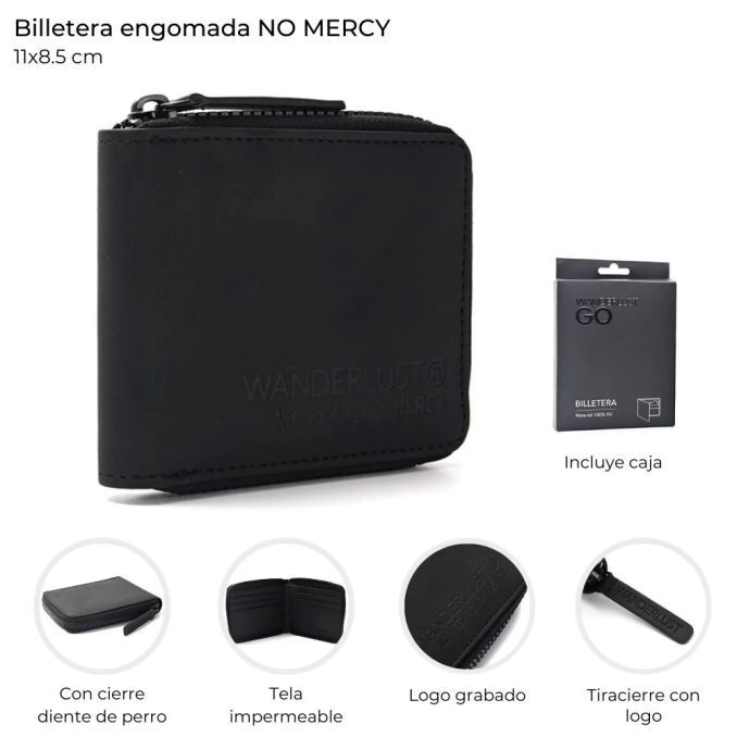BILLETERA ENGOMADA CON CIERRE 11x8,5CM WANDERLUST