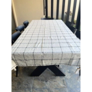 MANTEL TUSOR CRUDO CON CUADROS NEGRO LISBOAB 150  X 200CM