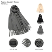 RUANA LISA CON FLECOS TORSADO 70x180CM SKORA