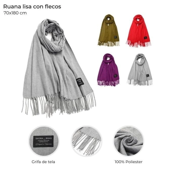 RUANA LISA CON FLECOS 70x180CM SKORA