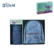 MOCHILA Y PORTA BOTELLA DISNEY STITCH AZUL
