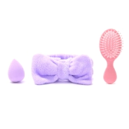 SET SKINCARE DE VINCHA CON CEPILLO Y ESPONJA X3 SKORA