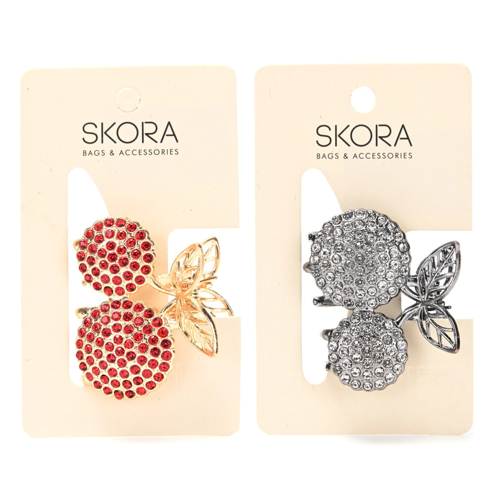 BROCHE DE PELO STRASS CEREZA 5 CM SKORA