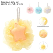 ESPONJA DE BA&Ntilde;O CON ESTRELLA LUNA NUBE ARCOIRIS SKORA