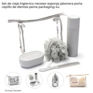 SET DE VIAJE HIGIENICO NECESER, ESPONJA, JABONERA, PORTA CEPILLO SKORA