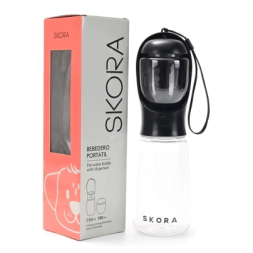 BOTELLA DE AGUA PARA MASCOTAS 550 ML CON CONTENEDOR SKORA
