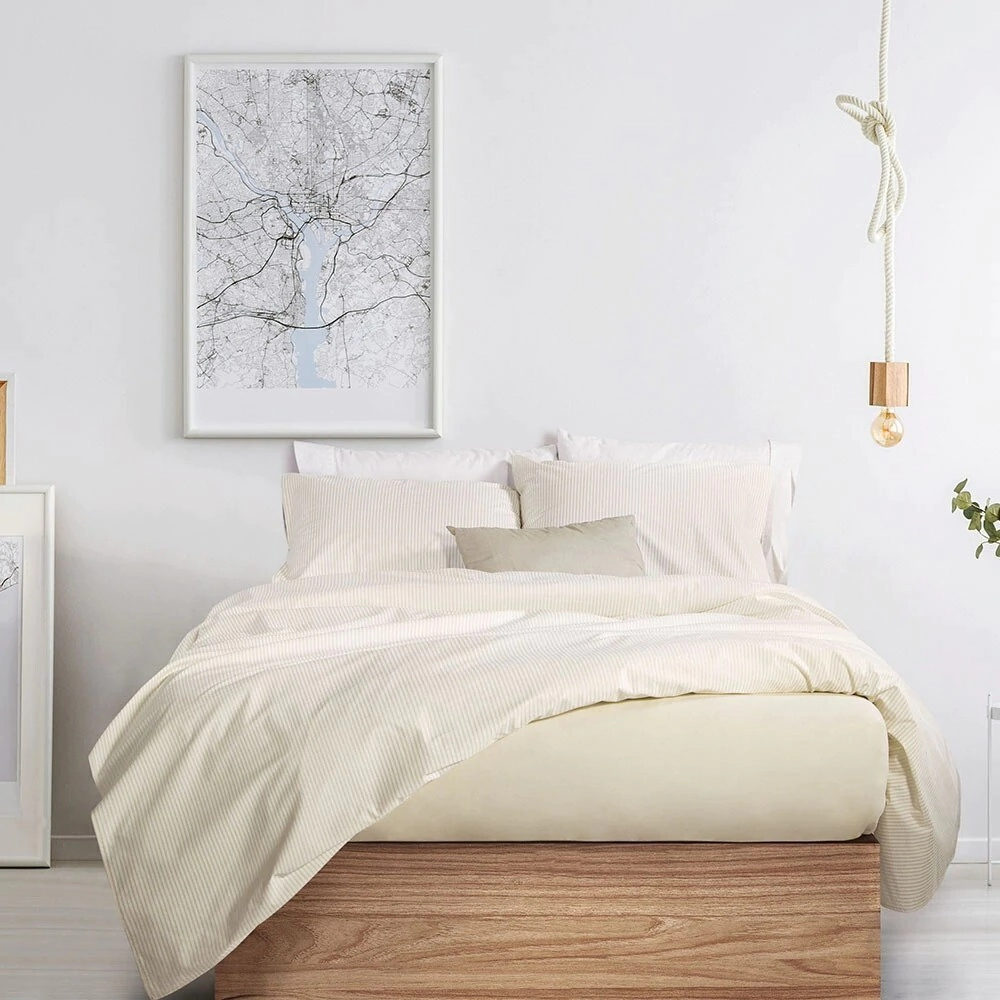 PALETTE JUEGO DE SABANAS LINES 180 HILOS KING BEIGE