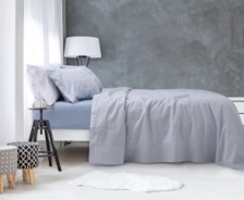 PALETTE JUEGO DE SABANAS LINES 180 HILOS FULL CELESTE