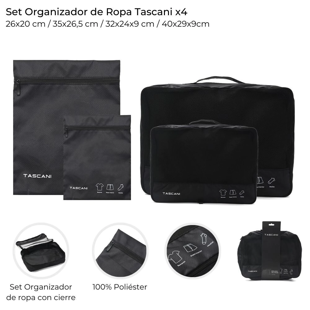 SET ORGANIZADOR DE ROPA TASCANI X4