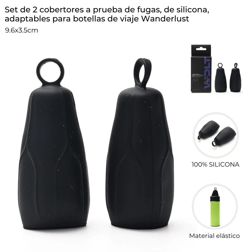 SET DE 2 COVERTORES DE BOTELLA DE SILICONA PARA BOTELLAS WANDERLUST