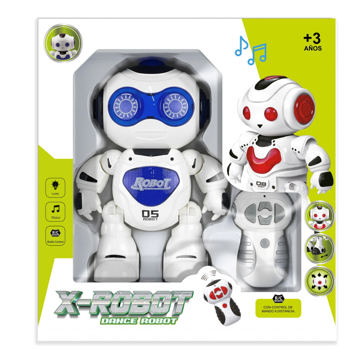 ROBOT A RADIO CONTROL CON LUZ Y SONIDO 26x25x10 CM