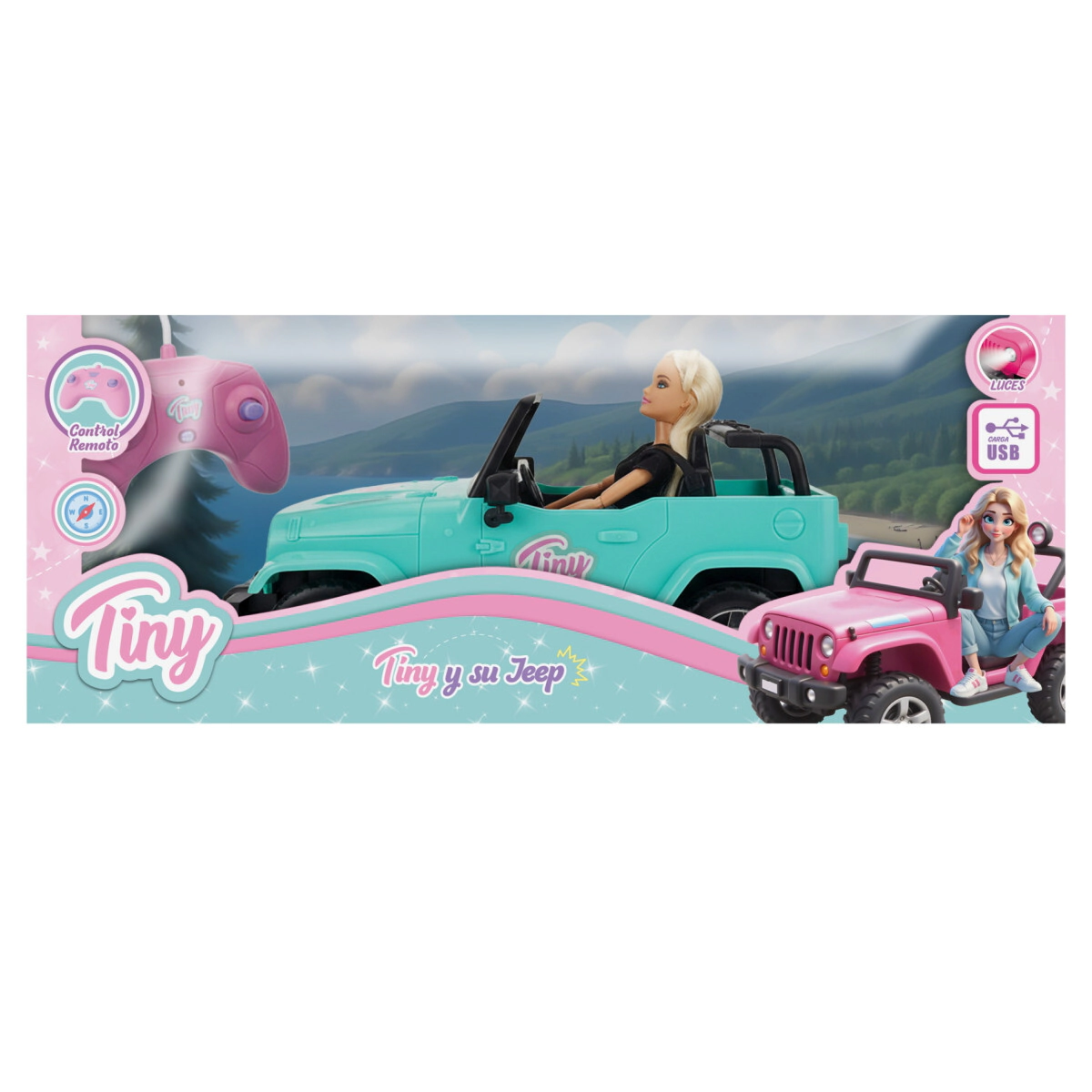 MU�ECA TINY Y SU JEEP A RADIO CONTROL CARGA USB 47x20x22 CM