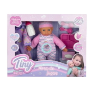 BEBOTE TINY CON ROPA EXTRA, ACCESORIOS Y SONIDOS 32CM CUERPO BLANDO