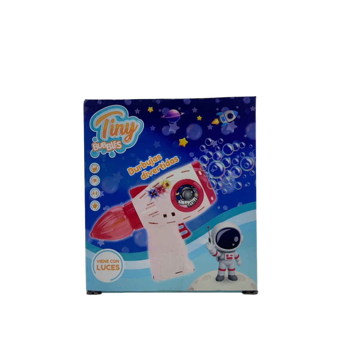 BURBUJERO PISTOLA ASTRONAUTA A PILAS CON LUCES