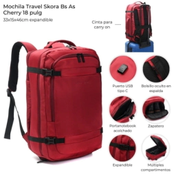 MOCHILA TRAVEL SKORA BS AS CHERRY 18