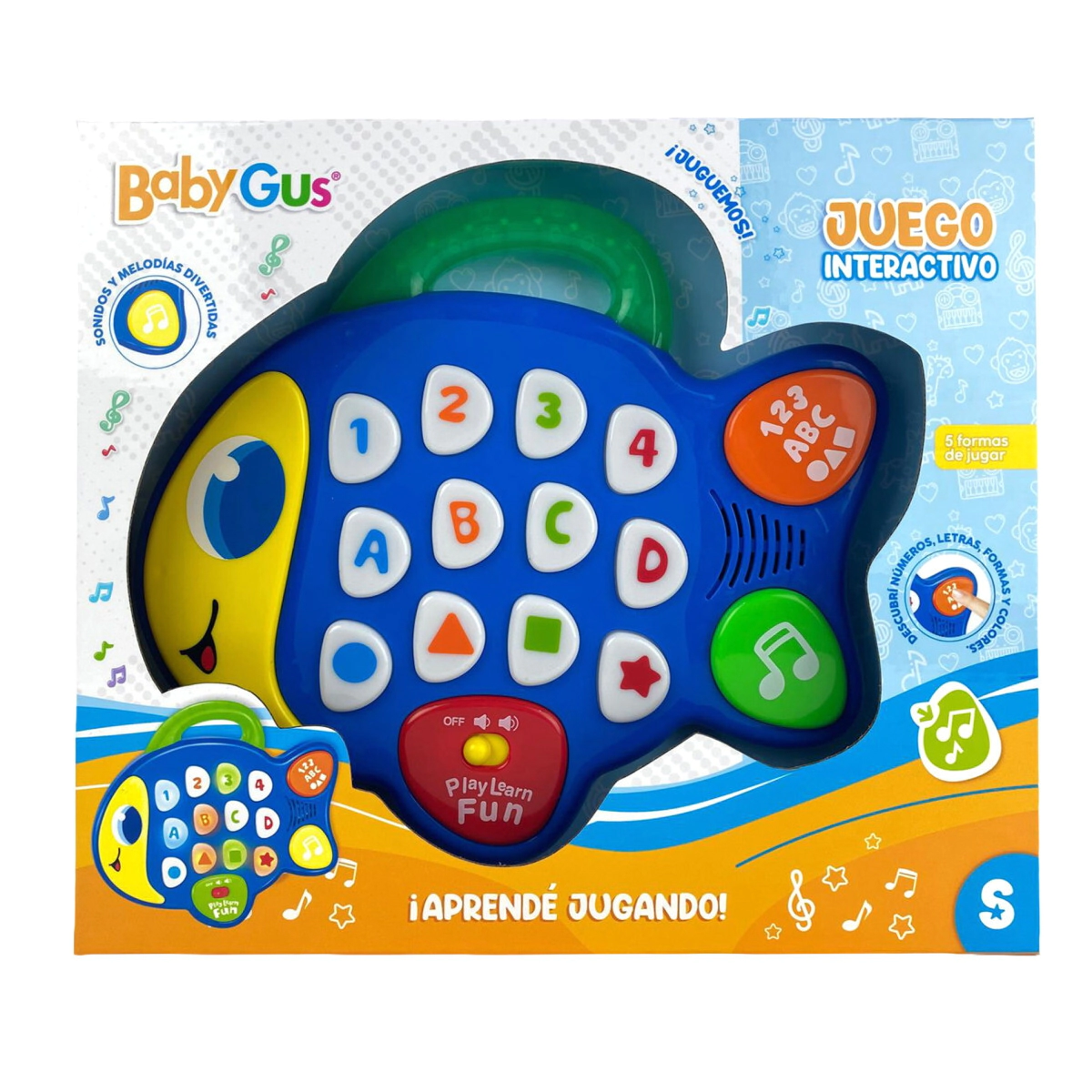 PECESITO INTERACTIVO PARA BEBES CON LUZ Y SONIDO 30x22x5 CM