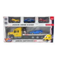 CAMION CON CONTENEDOR CON 5 VEHICULOS