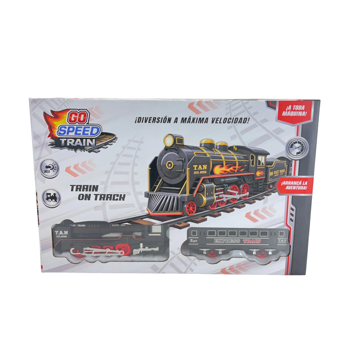 PISTA DE TREN A PILAS CON LUCES