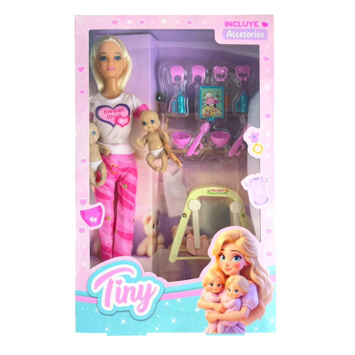 MU�ECA TINY MAMA MELLIZOS CON ACCESORIOS