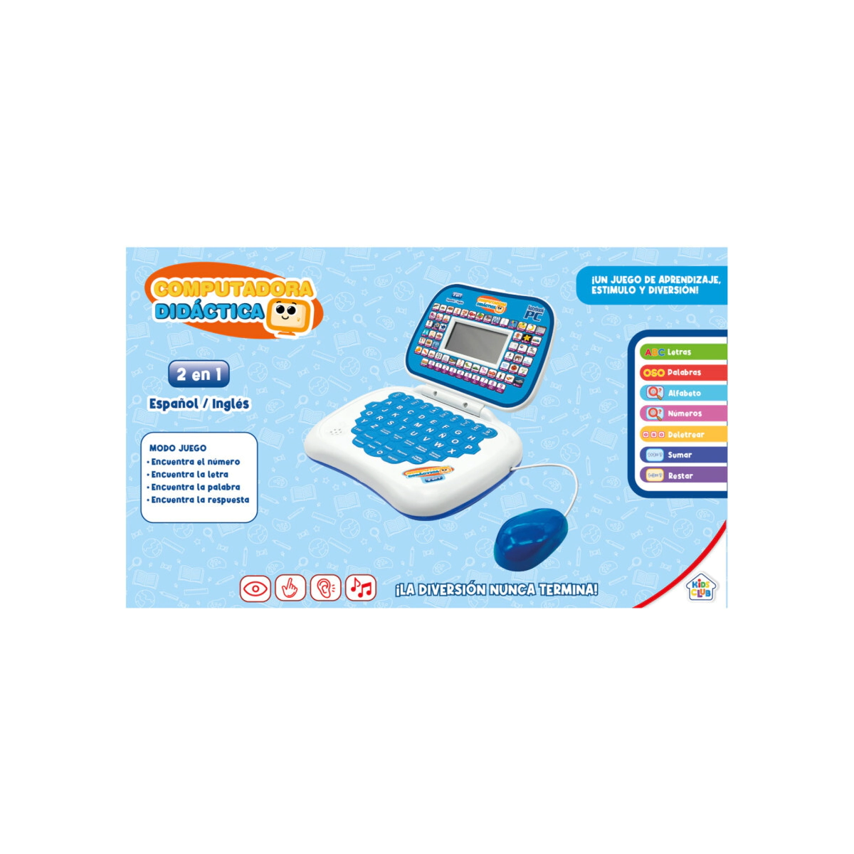 COMPUTADORA DIDACTICA CON PANTALLA Y MOUSE A PILAS CON SONIDO