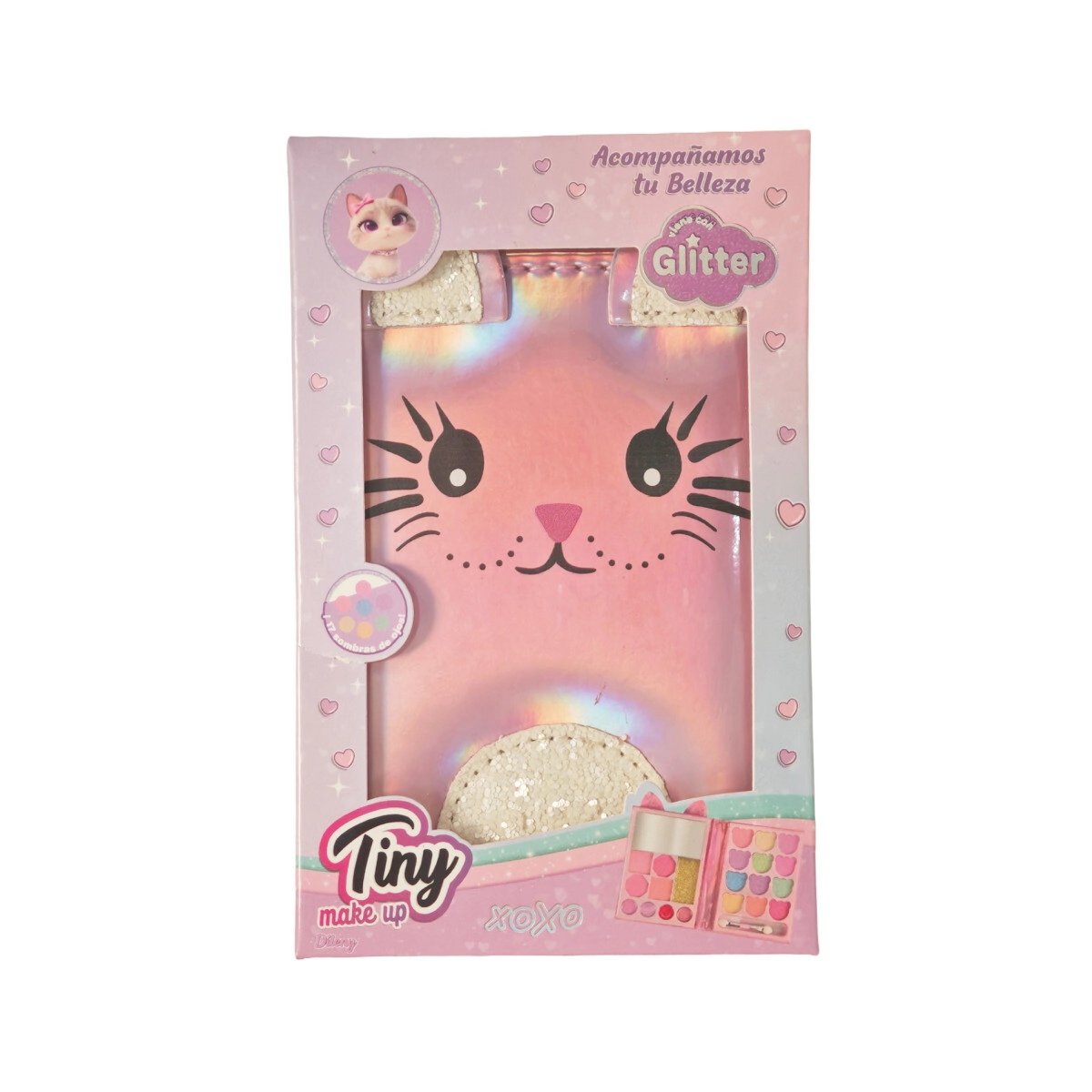 PALETA DE MAQUILLAJES GATITO MULTICOLOR CON GLITTER TINY