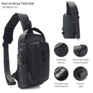MORRAL SLING TASCANI CON CERRADURA Y USB 32x18x10 CM