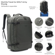 MOCHILA TRAVEL GO WANDERLUST ARMY 18"